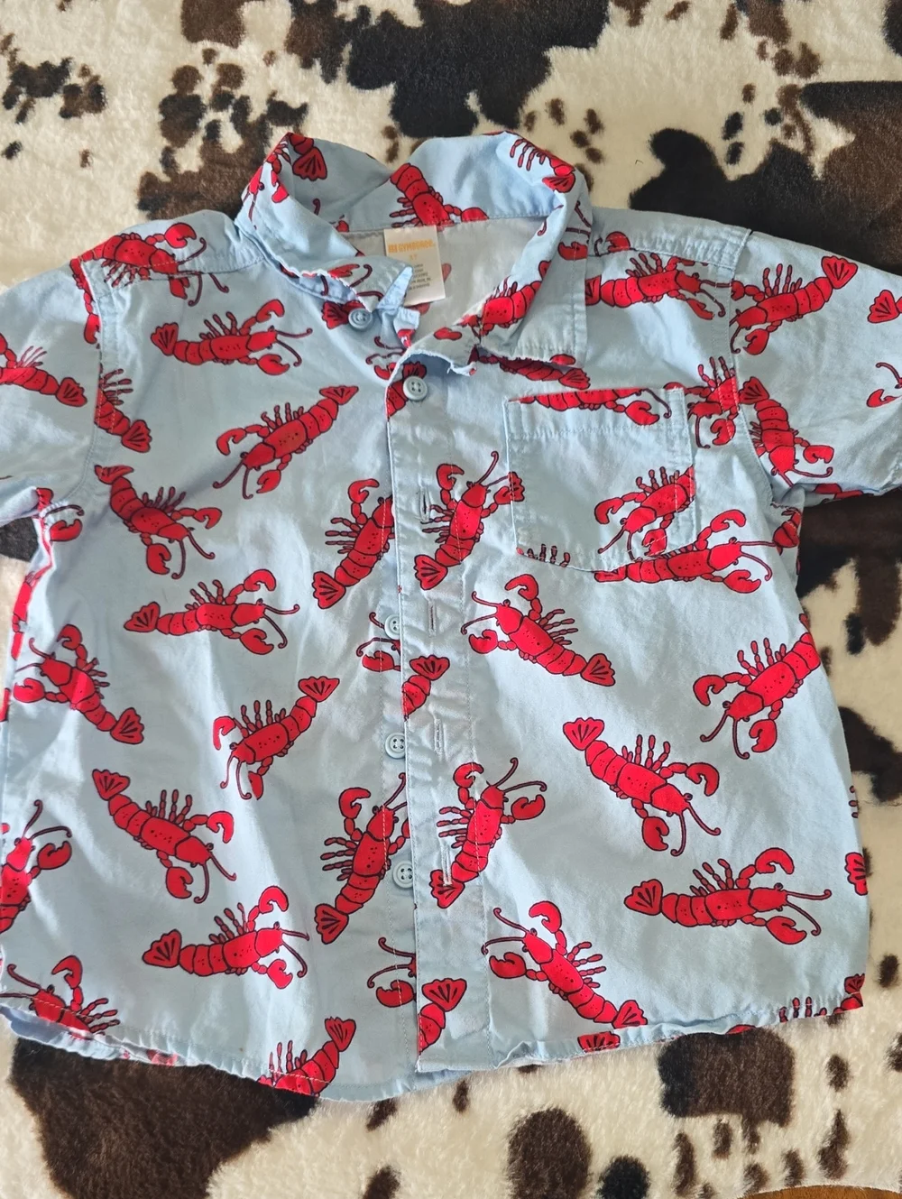 Gymboree Light Blue Shirt with Red Lobster Print Boys 3t